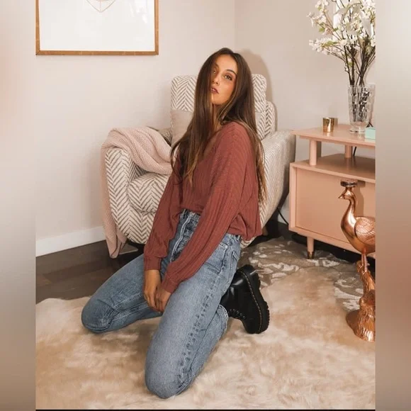 Style Forecast Rust Red Ribbed Sweater Top size XS - Picture 4 of 8